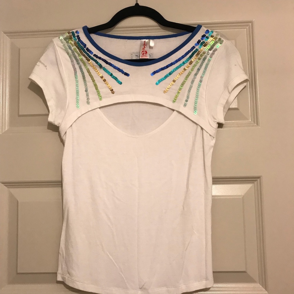 Pepe Jeans sequin cutout top, size M.